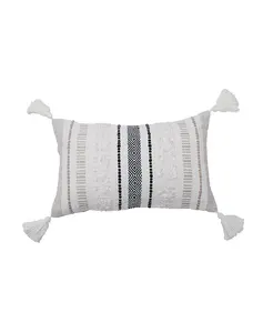 Декоративная подушка в полоску из оникса цвета белого песка и бежевого цвета с кисточками, 14 x 22 дюйма Carol & Frank, brown