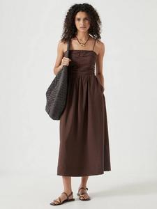 Платье миди Air Flow с тонкими бретелями HUSH, Chocolate Fondant