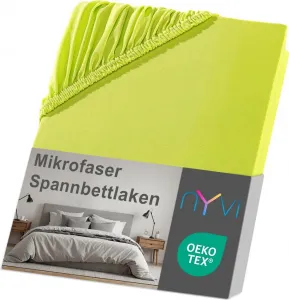 Простыня на резинке DreamScience Microfiber 140x200 - 160x200 см, цвет яблочно-зеленый, для матрасов высотой до 22 см - мягкая и эластичная, эластичная по всей поверхности, не требует глажки. NYVI