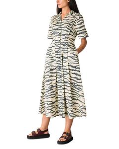 Платье миди "Пернатый тигр" Whistles, слоновая кость/кремовый