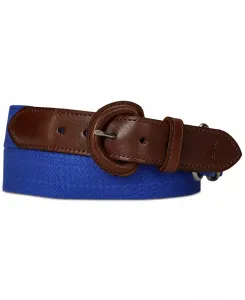 Мужской ременной пояс из хлопка и кожи Polo Ralph Lauren, синий