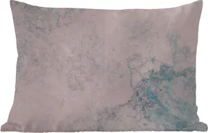 Подушка для улицы - Цемент - Бетон - Ретро - Индустриальный - Белый - Синий - 50x30 см - Устойчива к атмосферным воздействиям - Подушка для отдыха - Подушка для дивана - Украшение для гостиной MuchoWow