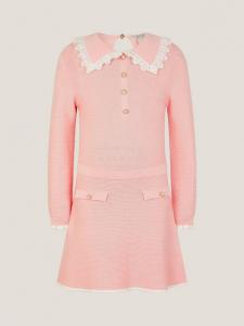 Детское платье с длинными рукавами из жемчужной вязки Monsoon, Pink