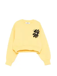 Свободный свитшот с цветочным принтом Msgm Kids, желтый