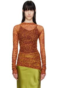 Принтованная футболка с длинным рукавом Dries Van Noten, оранжевый