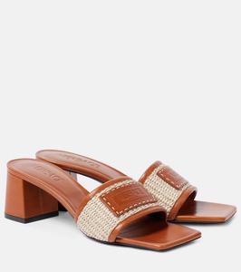 Барокко замшевые мюли с отделкой из рафии Versace, Natural+Ambrer-Versace Gold