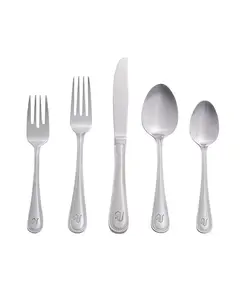 Набор столовых приборов Riverridge из 46 предметов с монограммой, расшитый бисером, V-образный, на 8 персон Riverridge Home, silver