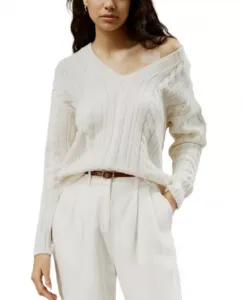 Свитер крупной вязки из смеси шерсти и кашемира Lilysilk, белый