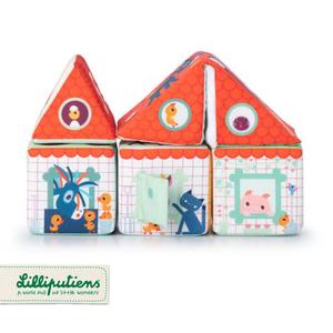Lilliputiens, Набор из 5 мягких многофункциональных кубиков, Фермерский сарай, 12 м+