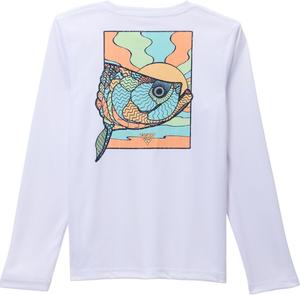 Columbia Boys Terminal Tackle PFG Fish Shine Long Sleeve, White/Tarpon Rise