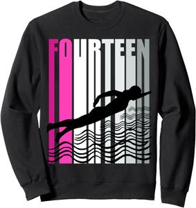 14-летие девочки, плавающей в бассейне, королева плавания, толстовка для подростков Lush Swimming, черный