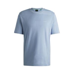 Футболка прямого кроя из хлопкового жаккарда с сезонным рисунком BOSS, светло-голубой