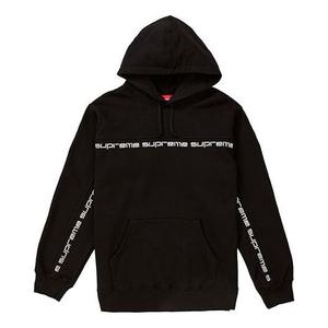 Толстовка fw18 text stripe hooded sweatshirt black Supreme, черный