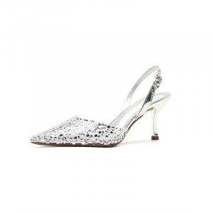 Bamiti Серебряные женские туфли на тонком каблуке 6 см, цвет Silver