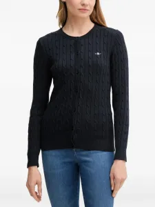 Кардиган вязаный косами на пуговицах Gant, синий