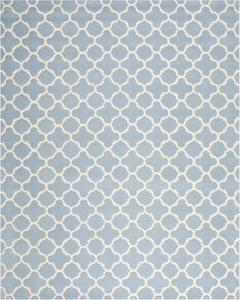 Ковер SAFAVIEH, 244 x 305 см, - коллекция Chatham - большой - Blue & Ivory, ручной работы из шерсти, узор Quatrefoil Trellis, идеально для гостиной, спальни, офиса, столовой (CHT717B)