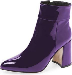 Женские ботильоны FSJ с остроконечным носком на высоком каблуке, глянцевая лакированная кожа, для вечеринок, размеры 4-15 США, Dark Orchid