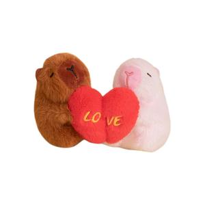 Магнитные наклейки с признанием в любви плюшевая кукла капибара с сердцем высота 12см YUOU, коричневый