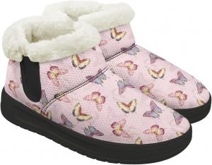 Женские зимние ботильоны без застежки для снега, легкие, теплые, с меховой подкладкой, противоскользящие, короткие уличные ботинки, размеры 4.5-12 Chririnla, Fashion Pink Butterfly