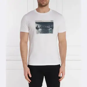 Футболка узкого кроя с изображением неба Pepe Jeans London, белый