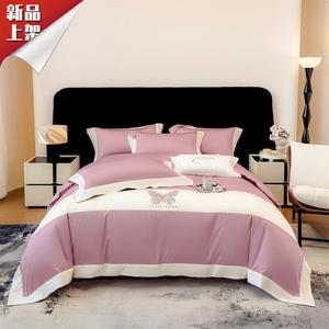 LUOLAI HOME Комплект постельного белья, 4 предмета, простыня на резинке 180 см, пододеяльник 180 см, цвет Mie Die Xiang Yun - Red Bean Paste