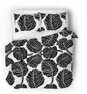 Сатиновое постельное белье Sense Eight GIANT LEAVES, светло-серый - 240 х 220 см