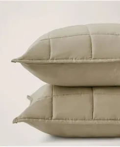 Комплект из 2 стеганых наволочек из органического хлопка - размер King Pact, зеленый