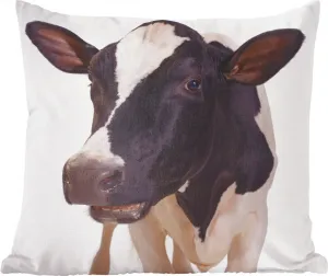 Декоративная подушка для дивана, декоративная подушка для гостиной, 40x40 см, корова - белый - животные - черный - фотоподушка - украшение для спальни MuchoWow