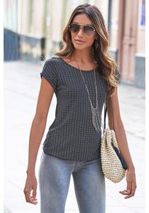 LASCANA Женские топы с коротким рукавом, комплект из 2 шт, цвет black printed