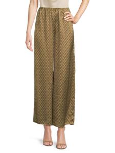 Шелковые брюки с принтом Cami NYC, цвет Brown Multi