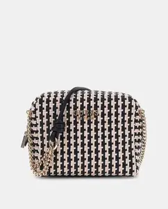 Биколорная рафия сумка с молнией и цепочкой Guess, черный