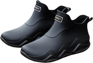 Резиновые сапоги для женщин и мужчин, модная обувь для пар, прогулочные водонепроницаемые ботинки, невыпадающая подошва, сапожки до середины голени, повседневные резиновые ботинки Челси для рыбалки и кемпинга Lghlmcl, черный