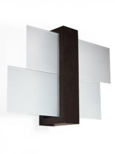 Настенный светильник "LEDA" коричневого цвета, изготовлен из дерева и стекла, современный, 1 светодиод E27. Красивые лампы