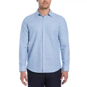 Мужская рубашка с длинным рукавом и складками из смесового льна Cubavera, цвет parisian blue