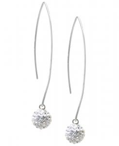 Серьги-протяжки в форме шара с кристаллами, инкрустированные кристаллами, из стерлингового серебра Macy's, Clear