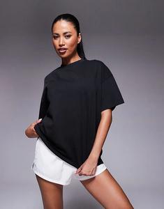 Футболка Icon 4505 из плотного хлопка свободного кроя с быстросохнущей отделкой, черного цвета с потертостями