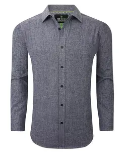 Мужская рубашка на пуговицах с однотонной текстурой, растягивающаяся в четыре стороны Tom Baine, серый