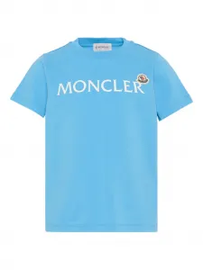 Футболка с короткими рукавами и логотипом Moncler Enfant, синий