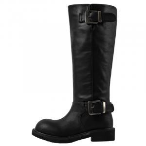 Очаровательные ботинки Charm высотой до колена 4 см женские MIAOLV, черный, Blank Button, Fleece-Lined