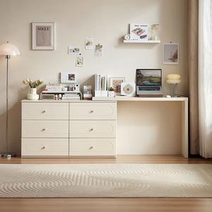 Lin'S Home Furnishing Комод для офиса угловой из массива дерева, 6 ящиков, цвет cream white