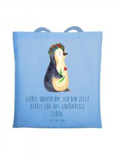 Сумка через плечо с цветком пингвина и надписью небесно-голубого цвета Mr. & Mrs. Panda