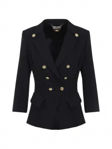 Двубортный пиджак на пуговицах Elisabetta Franchi, черный