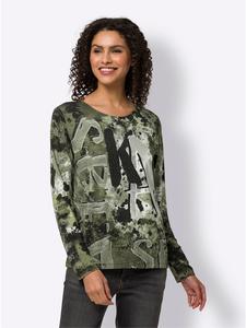 Рубашка с длинными рукавами цвета хаки с черным принтом Heine