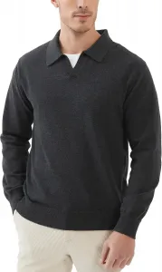 Мужской вязаный поло свитер V-образным вырезом, хлопок, длинный рукав Kallspin