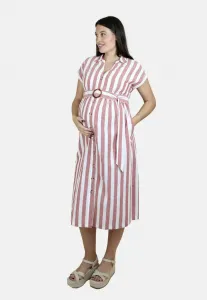 Платье-Рубашка миди в полоску для беременных Jojo Maman Bébé, Rust Orange