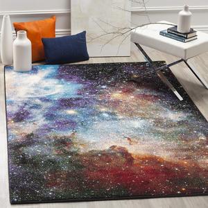 Ковер SAFAVIEH, 79 x 153 см, Galaxy Collection, Purple & Multi, абстрактный дизайн, без ворса и простой в уходе, идеален для помещений с высокой проходимостью: прихожая, гостиная, спальня (GAL109P)