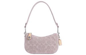 Сумка через плечо Swinger из кожи и ткани с полумесяцем седловая женская розовая COACH