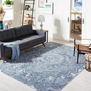 Ковер SAFAVIEH, 275 x 366 см, Marquee Collection - Blue & Grey, ручной работы, медальон Mandala из шерсти, идеально для помещений с высокой проходимостью в гостиной, спальне (MRQ110N)