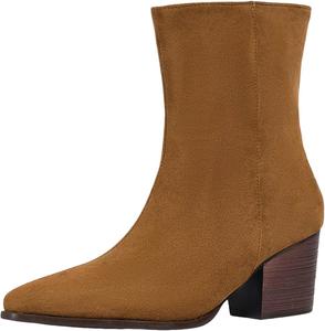 Женские ковбойские ботинки с цветочной вышивкой, металлические укороченные западные ботинки в стиле ковбой, заостренный носок, массивный каблук, ретро обувь с поддержкой свода стопы, удобные для ходьбы, для стильной девушки Generic, Brown-B