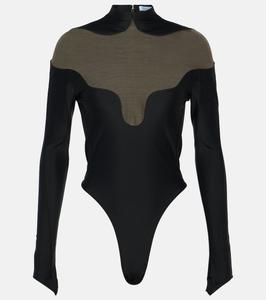 Боди с вырезами Mugler, черный